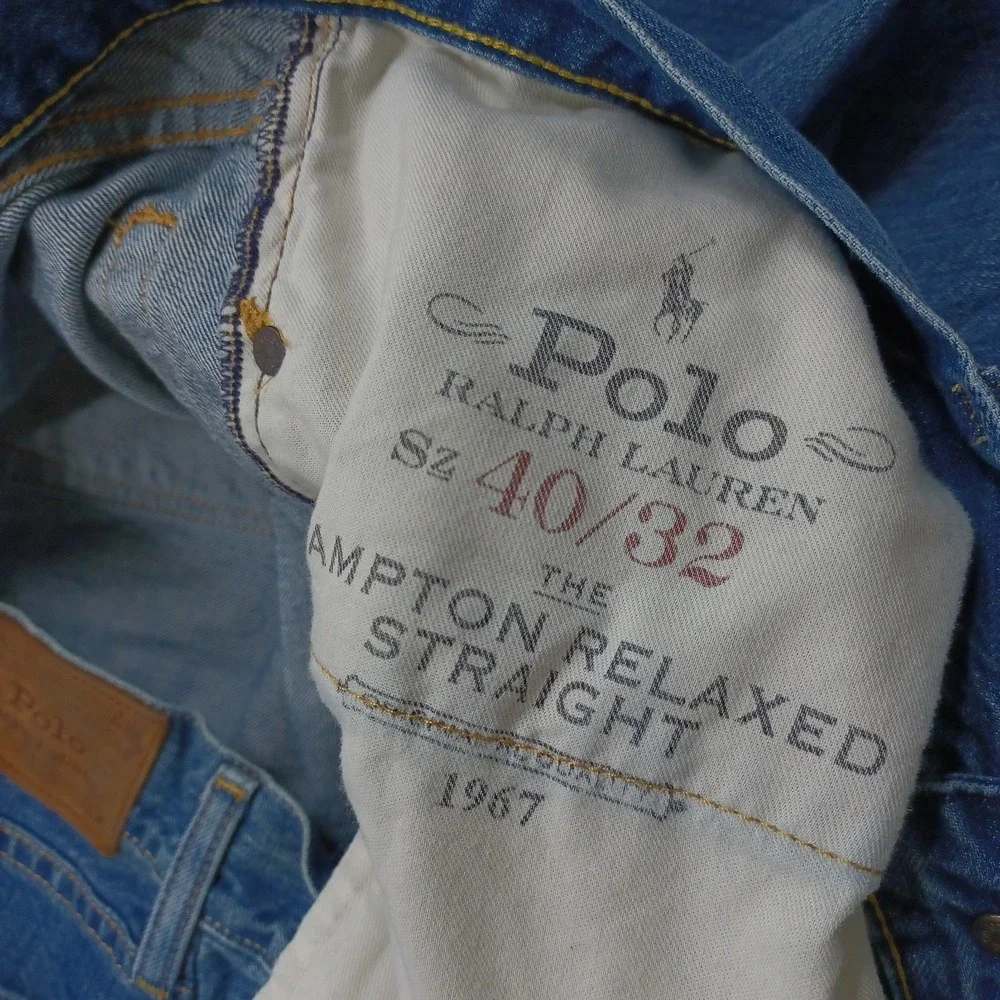 Polo Ralph Lauren Jeans Mens 40x32 Blue Denim Hampton Relaxed Straight Casual